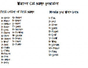 Warrior Cat name generator by askbenjeffandme