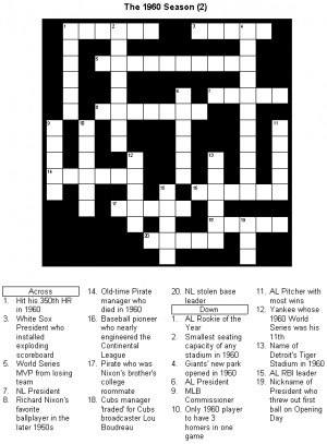 The 1960 Season II Printable Crossword Puzzle