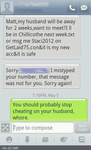 funny text sent to wrong person - you should stop cheating on your ...