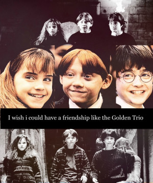 Harry, Ron and Hermione I wish could have a friendship like the Golden ...