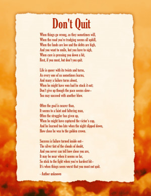 Inspirational quotes and poems - quote - poem -Don't Quit