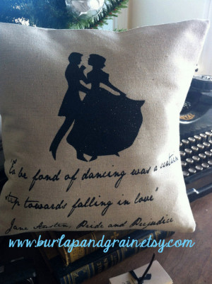 Pride and Prejudice Silhouette Pillow-Jane Austen Quote