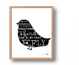 Rilke Quote Print, Black Bird Silhouette, 5x7 Literary Print Word Art ...