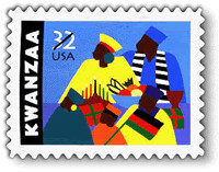... ) issued its first official Kwanzaa stamp, with a value of 32 cents