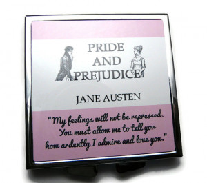 Jane Austen Compact Mirror, Pride & Prejudice, Mr Darcy Quote, Pink ...