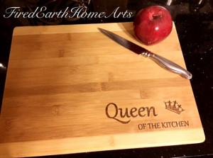 Bamboo Cutting Board- Wood Burned With Quote Queen Of The Kitchen