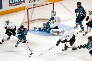 Evgeni Nabokov, goalie for the San Jose Sharks