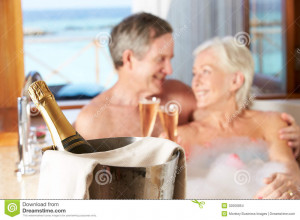 Senior Couple Relaxing Bath