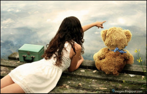 Alone, girl, cute, teddy-bear, beautiful