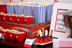 ... Baseball Party - concession stand - hotdogs, popcorn, and peanuts