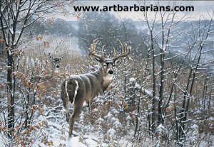 Wildlife Art Whitetail Deer Painting North American Hunting Monster