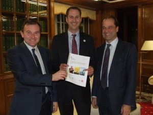 Mark Lloyd and George Hollingbery MP handing the Sea Angling 2012
