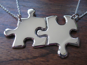 Best Friends Necklaces Two Silver Puzzle Piece Pendants
