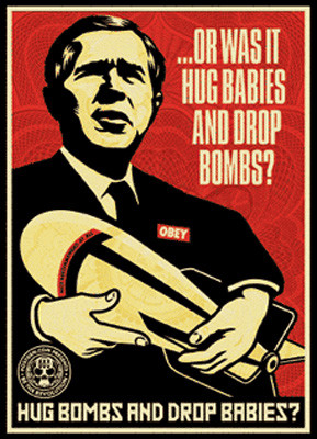 Anti-Bush propaganda prints.