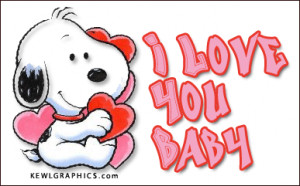Snoppy Hearts I love you baby Facebook Graphic