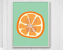 Nursery Art, Tropical Fruit Print with inspirational quote, Citrus ...
