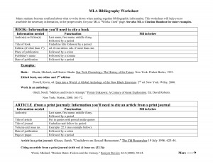 MLA Bibliography Worksheet - PDF - PDF