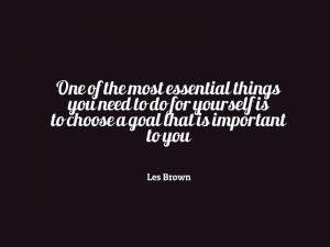 ... is to choose a goal that is important to you.” – Les Brown
