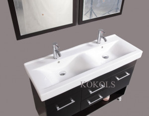 Double Faucet Single Basin Bathroom Sink: 48 inch Modern Design ...