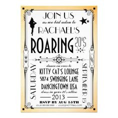 Invitation idea for Roaring 20s party More