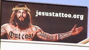 Jesus is depicted with tattoos on a West Lubbock, Texas billboard - to ...