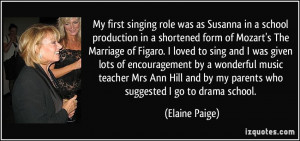 My first singing role was as Susanna in a school production in a ...