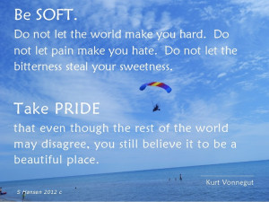 Be Soft - a quote by Kurt Vonnegut. Photo taken at Lake Michigan ...