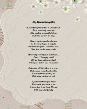 Granddaughter Poem Love Poem 8 X 10 Print INSTANT Download - On Sale!!