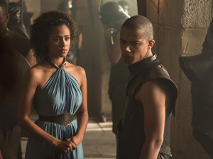 Nathalie Emmanuel as Missandei and Jacob Anderson as Grey Worm _ photo ...
