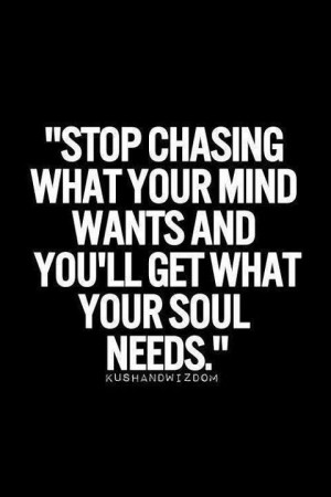 Stop chasing what your mind wants and you'll get what your soul needs