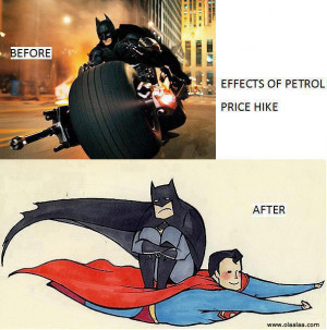 Funny Pictures-Petrol Hike-Batman-Superman-Funny Images-Funny Photos