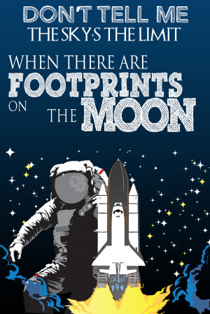 for creative design for inspirational quote footsteps on the moon