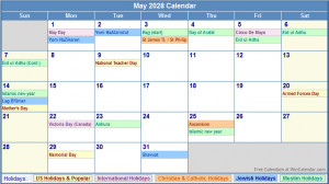 Printable May Calendar With