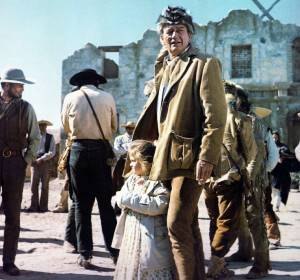 John Wayne with daughter Aissa on the set of THE ALAMO 1960