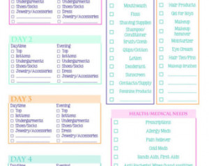 INSTANT DOWNLOAD - Trip Packing Lis t- Vacation Packing List- Wardrobe ...