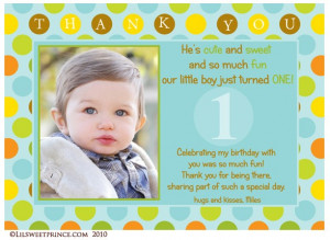 Trendy Dots First Birthday Boy Thank You Card