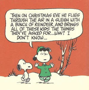 Snoopy, Lucy and Santa. peanuts