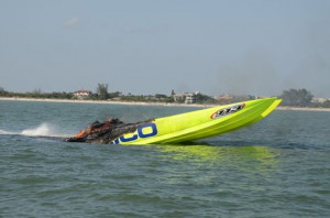 The Miss Geico race boat sinks after a fire broke out during a ...