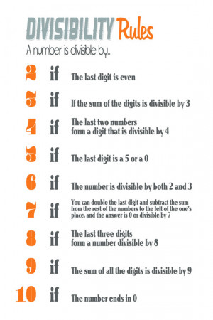 Math Geek Divisibility Rules Teacher Poster - 20x30 - Orange, White ...