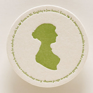 Jane Austen Coaster Set with 4 quotes from Green Chair Press