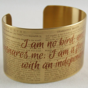 Jane Eyre - I am no bird - Literary Book Pages Brass Cuff - product ...