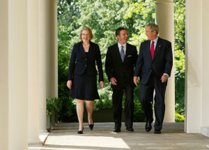President Bush Holds News Conference In The Rose Garden Of White House