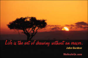 motivational picture of tree in sunset with the quote: Life is the ...