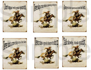 Vintage CowBoy Sayings...Embellishments...appr. 3x4 inches.... Digital ...