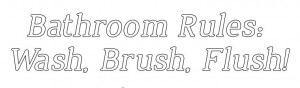 wall quotes phrases bathroom rules wash brush flush stencil