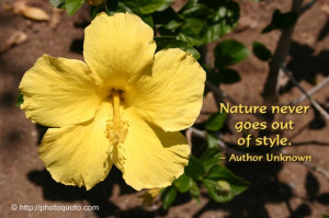 Nature never goes out of style. ~ Author Unknown