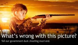 An image from the RSPCA's anti-duck hunting campaign. The organisation ...