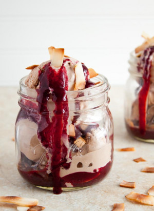 Ice Cream Sundae Jars: Chocolate-Coconut + Mixed Berry Caramel