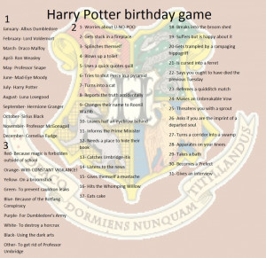 Birthday Scenario Game Harry Potter birthday game by FlyingGuineaPig ...