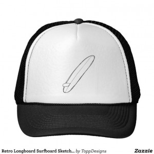 Retro Longboard Surfboard Sketch Hat